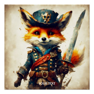 Poster Imaginaire Joli Vivid Fox Pirate Cartoon