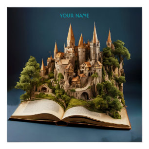 Poster Imaginaire jolie Fairytale Town Book