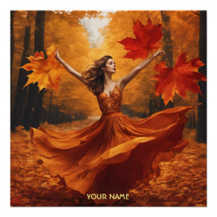 Poster Imaginaire Jolie Vivid Girl Fall Forest