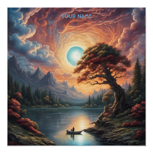 Poster Imaginaire Magie Romantique Paysage arboré (Devant)