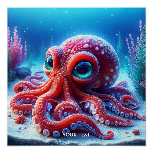 Poster Imaginaire Mare Rouge octopus (Devant)