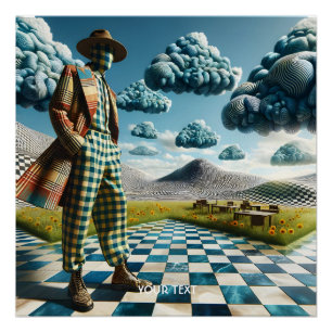 Poster Imaginaire mignon Abstrait À damiers homme