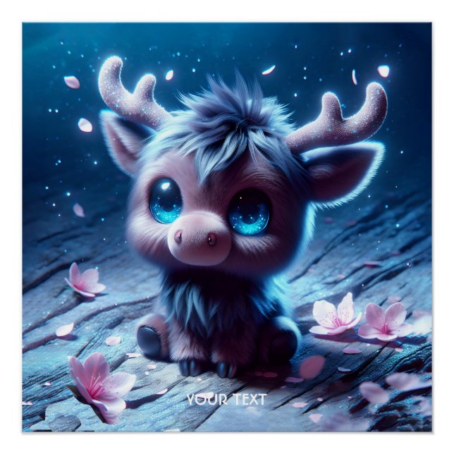 Poster Imaginaire mignon Bébé joyeux Moose (Devant)