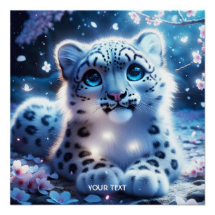 Poster Imaginaire mignon bébé léopard de neige