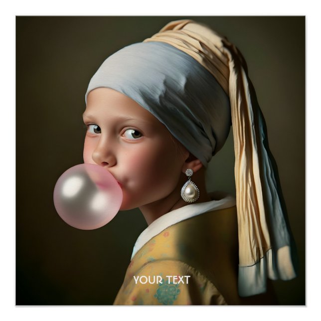 Poster Imaginaire mignon bulle rose gomme (Devant)