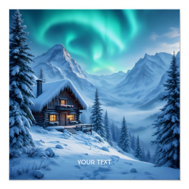 Poster Imaginaire mignon Cabine d'hiver nord (Devant)