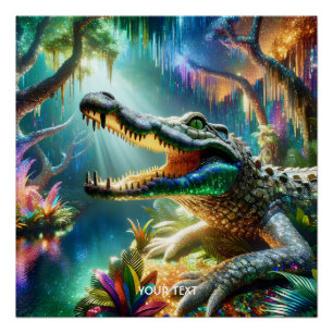 Poster Imaginaire mignon Crocodile Enchantée Jungle