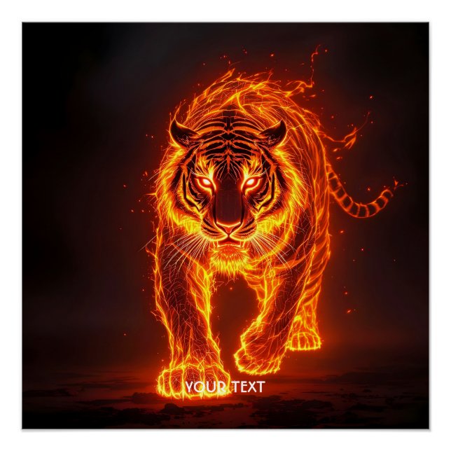 Poster Imaginaire mignon feu gros tigre (Devant)