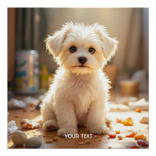 Poster Imaginaire mignon maltais joyeux chiot maltais