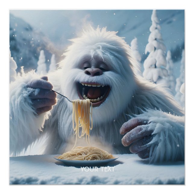 Poster Imaginaire mignon Spaghetti Yeti Neige (Devant)