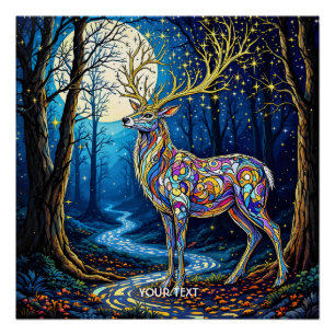 Poster Imaginaire Mignonette Cerf Flamme Antlers