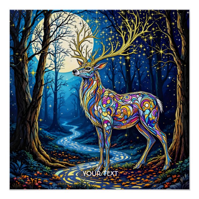 Poster Imaginaire Mignonette Cerf Flamme Antlers (Devant)