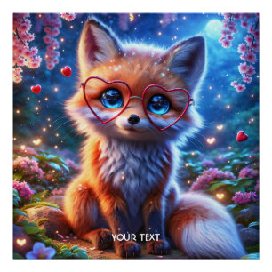 Poster Imaginaire mignonne Baby Fox lunettes