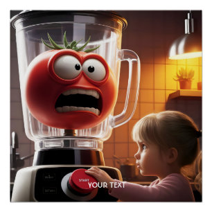 Poster Imaginaire mignonne fille mélangeur tomate