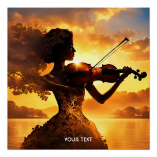 Poster Imaginaire Mignonne Fille Vive Jouer Violon