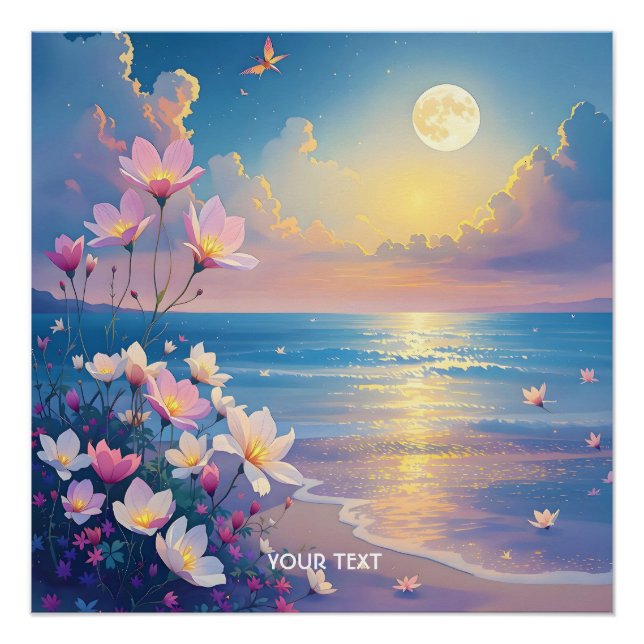 Poster Imaginaire Mignonne Fleurs Roses De Mer (Devant)