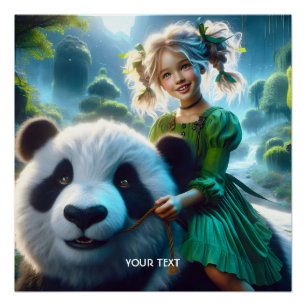 Poster Imaginaire mignonne forêt de filles Panda