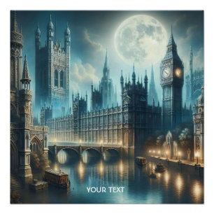 Poster Imaginaire Mignonne Gothique Londres Nuit