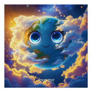 Poster Imaginaire Mignonne Happy Earth Space