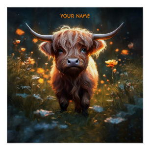 Poster Imaginaire Mignonne Highland Baby Cow