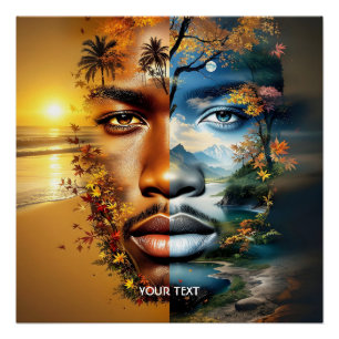 Poster Imaginaire Mignonne Homme Mer Montagnes