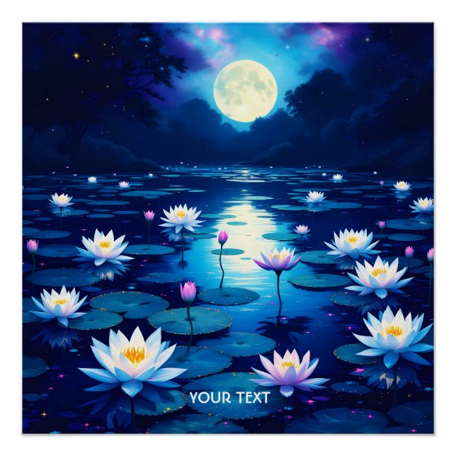 Poster Imaginaire Mignonne Lune Lily Pond (Devant)