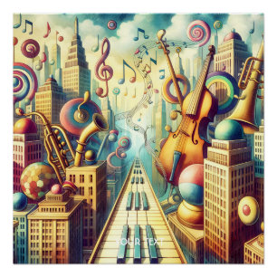 Poster Imaginaire mignonne Musique Abstraite Ville