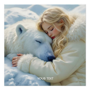 Poster Imaginaire mignonne Ours d'hiver fille
