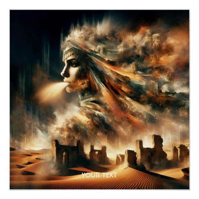 Poster Imaginaire Mignonne tempête de sable du désert (Devant)