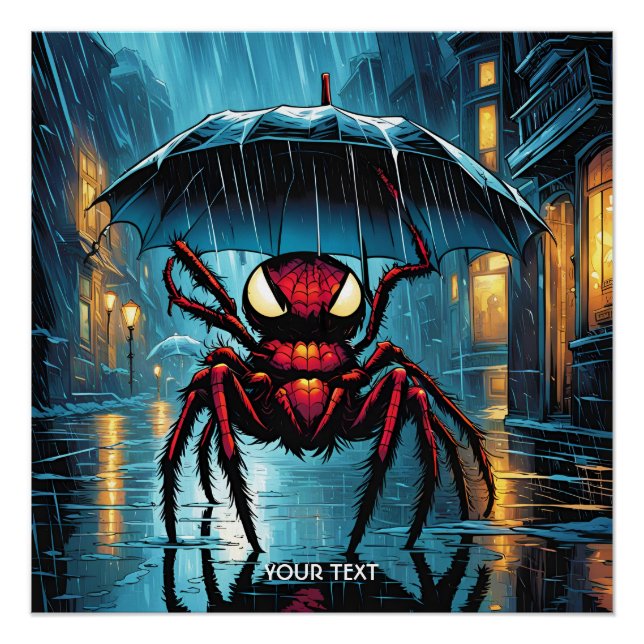 Poster Imaginaire mignonne Vivid Spider pluie parapluie (Devant)