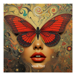 Poster Imaginaire Mignons Papillons Abstraits yeux