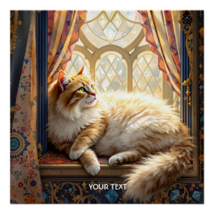 Poster Imaginaire mûre fenêtre matin Chat