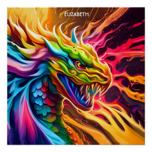 Poster Imaginaire Mythe coloré Vivid Dragon.
