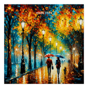 Poster Imaginaire Parc mignon Pluie d'automne