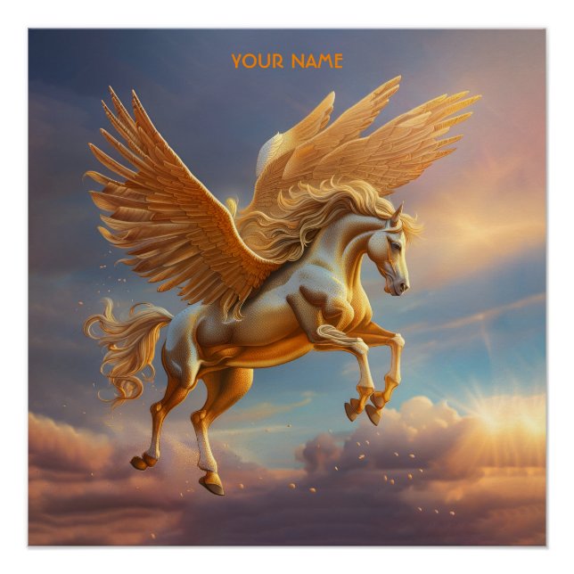 Poster Imaginaire Pegasus Cute Ciel de Poussée (Devant)