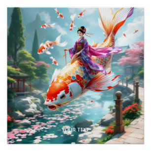 Poster Imaginaire Poisson mignon Japonaise fille japonais