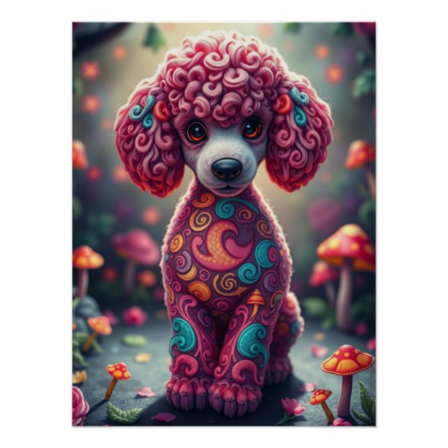 Poster Imaginaire Poodle Puppy Art (Devant)