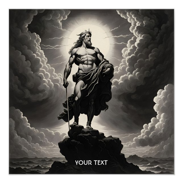 Poster Imaginaire Vigoureux Dieu Grec Nuages (Devant)