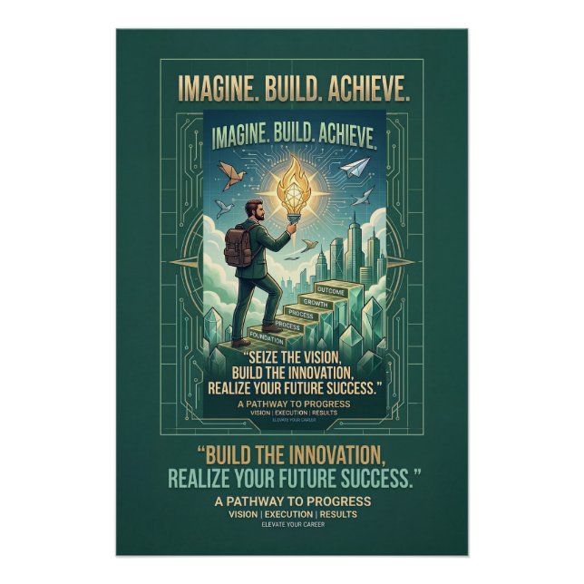 Poster Imagine Construire Réussir Motivation Carrière Pro (Devant)