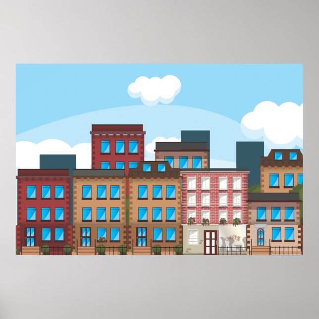 Poster Immeubles en grès brun (Devant)