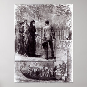 Poster Impératrice Eugenie visitant la tombe du napoléo