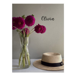 Poster Impression Dahlia Originale Avec Nom Personnalisé