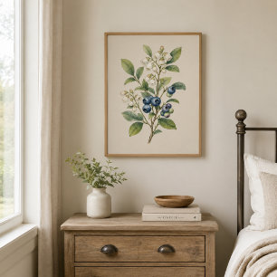 Poster Impression d'art botanique de myrtille vintage ble