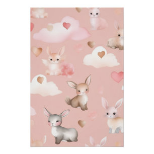 Poster Impression d'art de pépinière d'animaux Cupidon bé