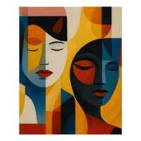 Impression d'art de visages abstraits, portrait do