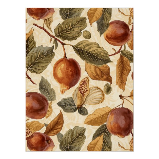 Poster Impression d'art Feuilles de Figuier et Prunes Lux (Devant)