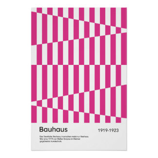Poster Impression d'art géométrique à rayure rose vif Bau