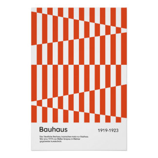 Poster Impression d'art géométrique à rayures orange roug