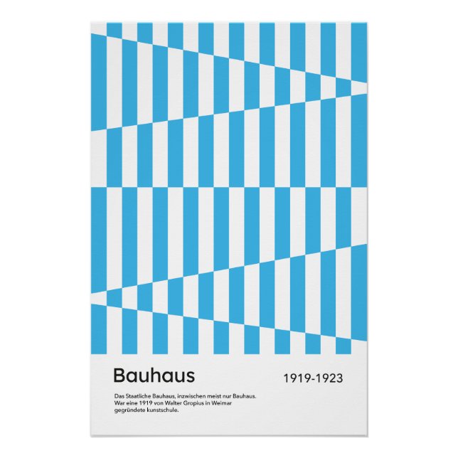 Poster Impression d'art géométrique Bauhaus Blue Stripe 1 (Devant)