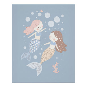 Poster Impression de crèche sirène pour salle de jeux des